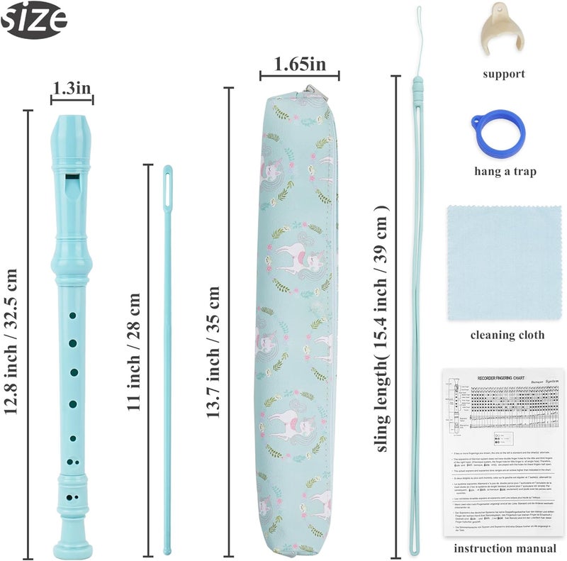 Haecsfl Recorder Instrument for Beginner Adults,8-Hole Soprano Descant Recorder Music Flute with with Cleaning Rod & Leather Case For Home Entertainment(2-Green Unicorn) - Image 2
